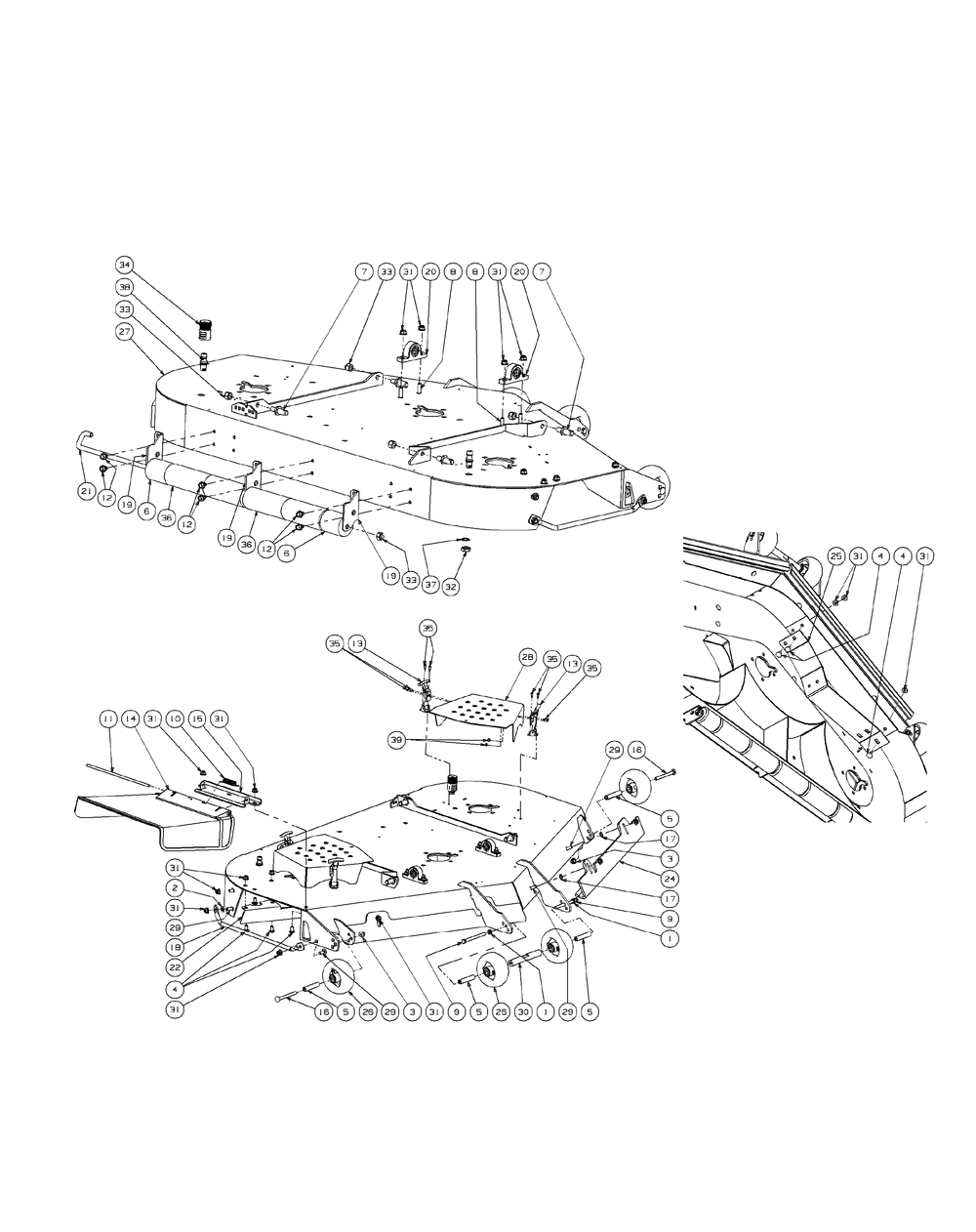 Fabricated Cutter Deck (2009) Diagram and Parts List for M60-KH (53BH8CT6050-27HP-OHV)(2009 & Before) Cub Cadet Lawn Tractor
